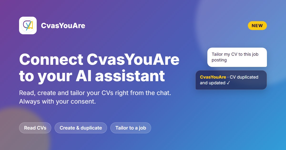 Connect CvasYouAre to your AI assistant